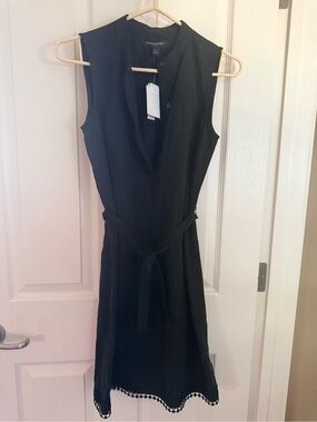 Banana Republic Factory Black Sleeveless Tie-Waist Mini Dress